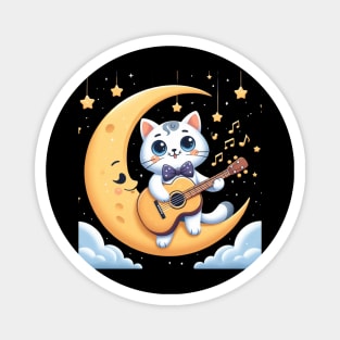 Cute Cat Singing With A Guitar Magnet